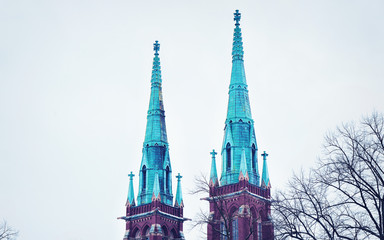 Obraz premium Spires of St John Church in Helsinki