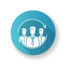 Manager blue flat design long shadow glyph icon. Corporate management. Professional occupation, human resources management. Team leader, company executive CEO silhouette RGB color illustration