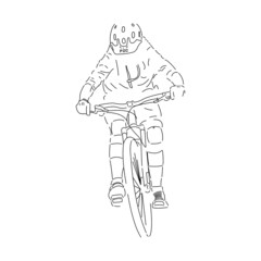 mountain biker riding downhill.