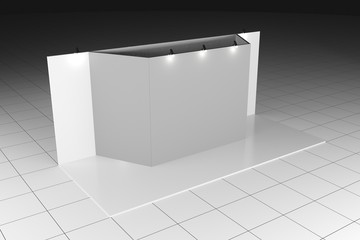 blank stand design in exhibition. 3D rendering mockup.