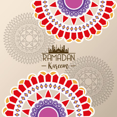 eid mubarak card with lettering and mandalas frame