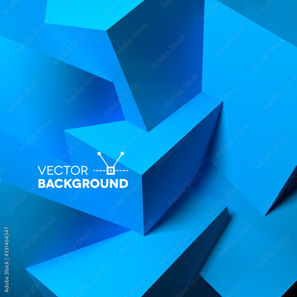 Poster Abstract background with overlapping blue cubes