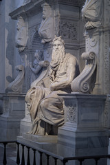 Naklejka premium Moses sculpture by Michelangelo in San Petrio in Vincoli, Rome, Italy