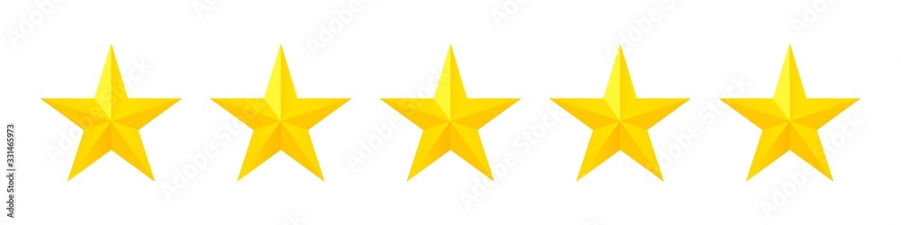 Wall mural five stars. vector isolated icon. classic rank concept. customer product rating review. customer ser