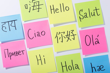 Communicative stickers: saying “Hello” in different languages