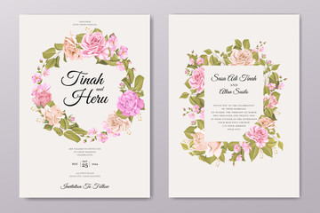 Beautiful floral wedding invitation card template