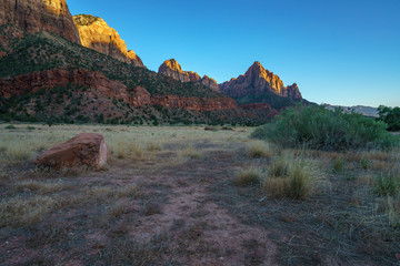 the watchman from parus trail in zion national park, usa
