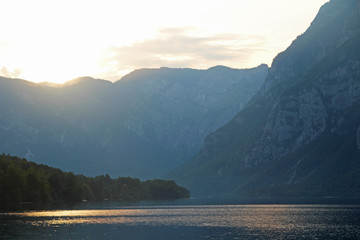 Bohinj lake at sunset, Slovenia