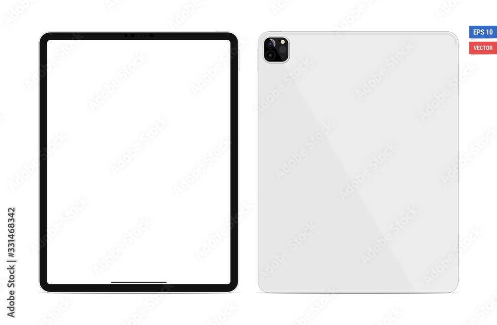 Wall mural realistic vector flat mock-up ipad pro 2020 12,9 with blank screen isolated on white background. sca