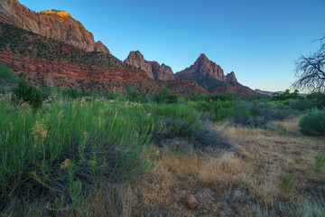 the watchman from parus trail in zion national park, usa