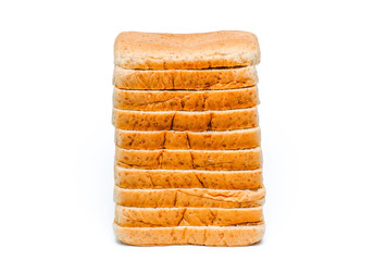 Whole wheat bread on white background