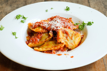 Ravioli with tomato sauce