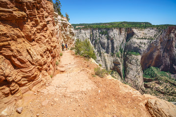 hiking the observation point trail in zion national park, usa