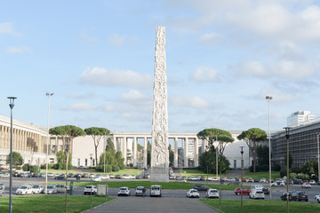 Obelisk in Giuglielmo Marconi Square, EUR modern district, Rome