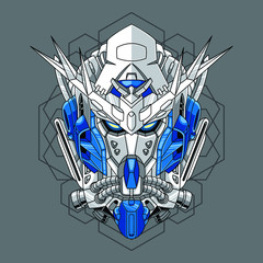 Mecha head with sacred geometry pattern
