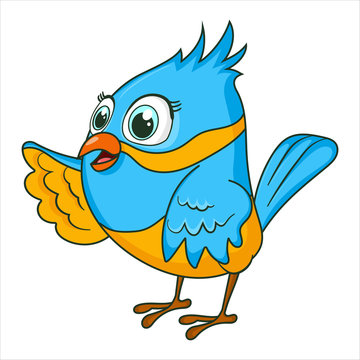 recommend clip art: Littel Bird speak. Cute Young bird isolated on white background. Happy exotic bird cartoon character. Education card for kids learning animals. Logic Games for Kids. Vector in cartoon style