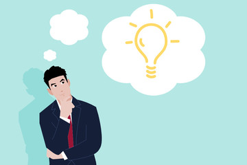Business man is thinking of business ideas. vector illustration.