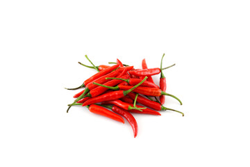 Heap of red chili on white background