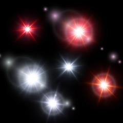 set of starlight isolated on dark background. vector illustration.