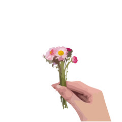A small bouquet in a womans hand