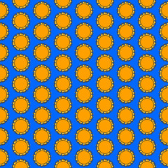 Covid-19 coronavirus seamless pattern yellow orange blue in cartoon comic style