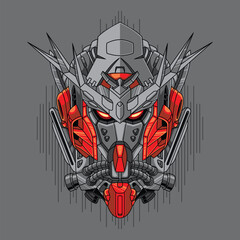 Mecha head with sacred geometry pattern