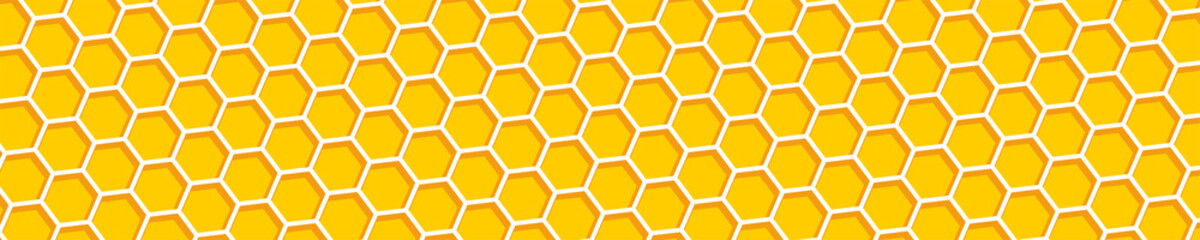 Stoffe zum Nähen Honeycomb background. Beehive, panorama view. Abstract honeycomb background. Honeycomb yellow and orange color. Hexagons collection in the form of bee hive. Vector illustration