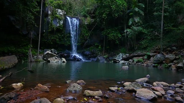 Locked off stationary motion with sound of Curtis WaterFall at Mount Tamborine in the Gold Coast Hinterlands, Queensland, Australia