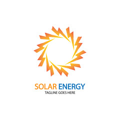 Sun solar energy logo design template. solar tech logo designsv