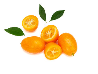 Fototapeta na wymiar ripe kumquat fruits, isolated on white background