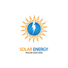 Sun solar energy logo design template. solar tech logo designsv