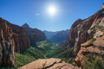 hiking the canyon overlook trail in zion national park, utah, usa
