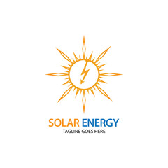 Fototapeta premium Sun solar energy logo design template. solar tech logo designsv