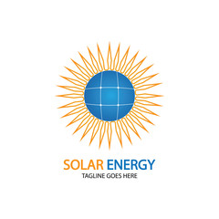 Sun solar energy logo design template. solar tech logo designsv