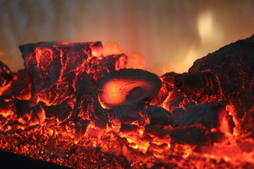 fire in fireplace