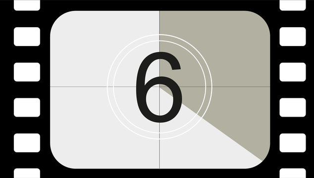 classic movie countdown frame at the number six. Vintage retro cinema. Abstract concept graphic element. Art design. - Powered by Adobe