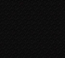 Black karakusa Japanese traditional swirl pattern. Winding plant seamless decorative background.