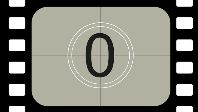 classic movie countdown frame at the number zero. Vintage retro cinema. Abstract concept graphic element. Art design.