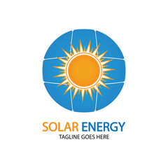 Sun solar energy logo design template. solar tech logo designsv