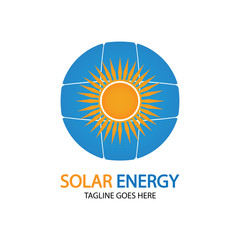 Sun solar energy logo design template. solar tech logo designsv