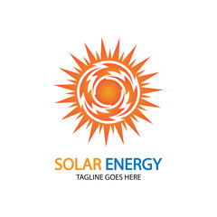 Sun solar energy logo design template. solar tech logo designsv