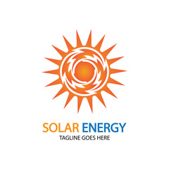 Sun solar energy logo design template. solar tech logo designsv