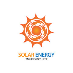 Sun solar energy logo design template. solar tech logo designsv