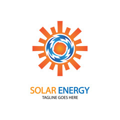 Sun solar energy logo design template. solar tech logo designsv