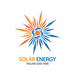 Sun solar energy logo design template. solar tech logo designsv