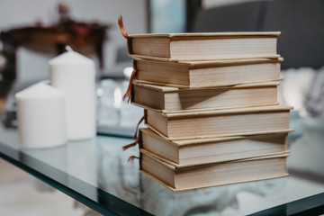 books candles work coffee break