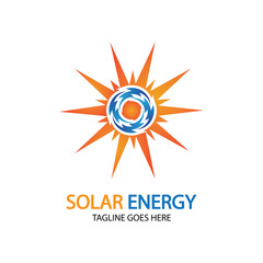 Sun solar energy logo design template. solar tech logo designsv