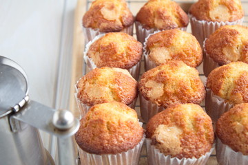 Delicious homemade muffins freshly made to take with a hot coffee
