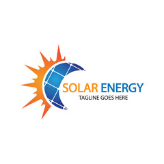 Sun solar energy logo design template. solar tech logo designsv