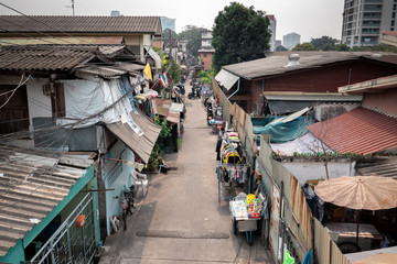 Fototapeta na wymiar Road in a slum in Bangkok, Thailand